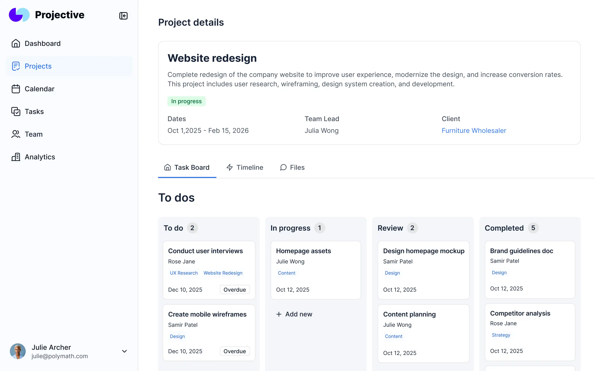 Custom project management app