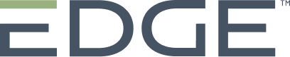 The Edge logo is dark blue text with a light green top crossbar on the E