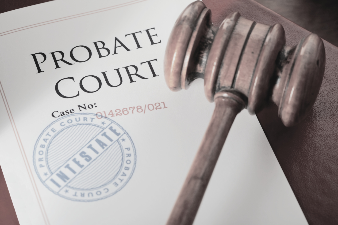 Probate court document with gavel
