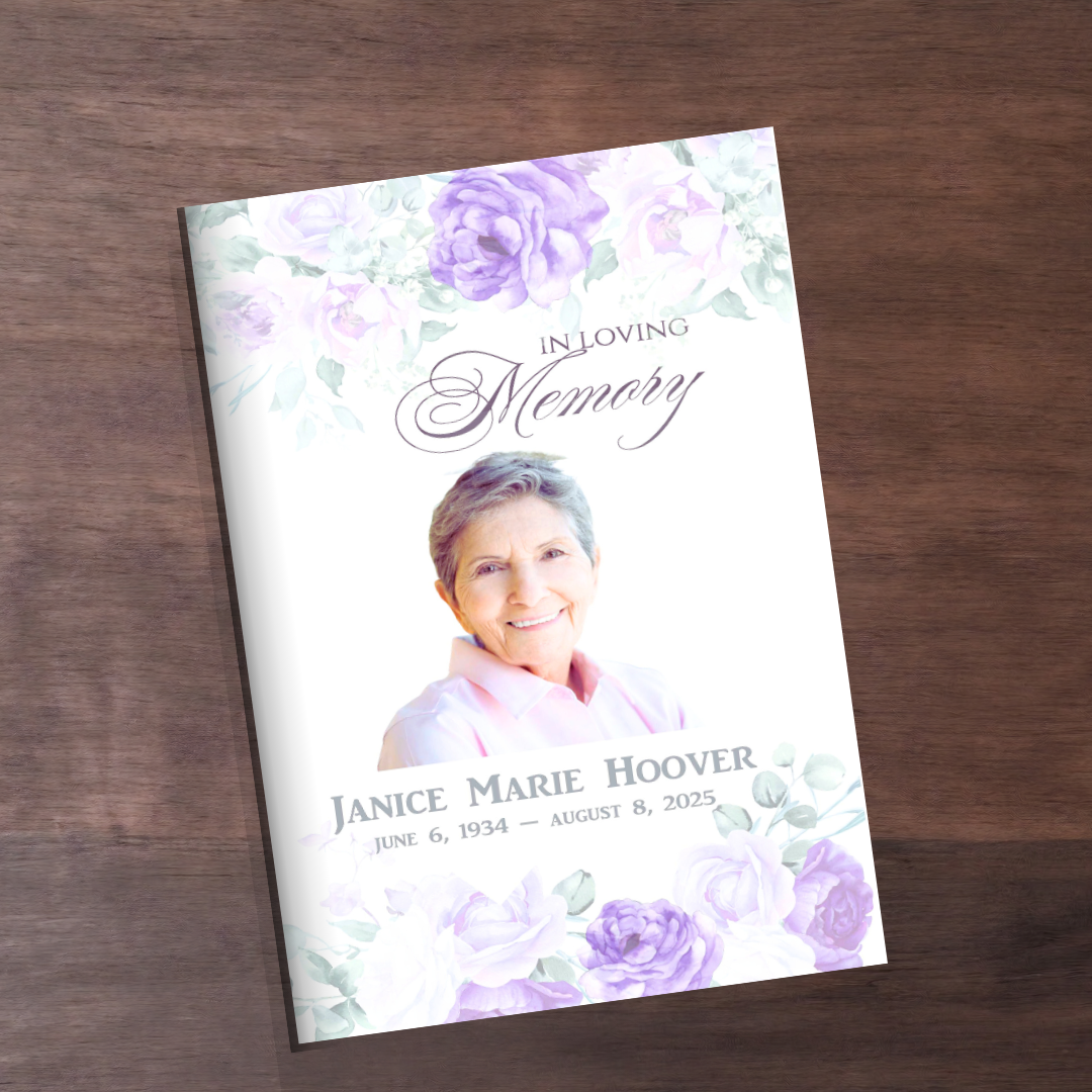 memorial program cover on desktop