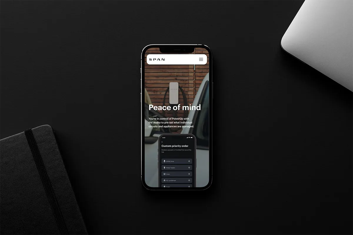 Responsive Span website displayed on a phone