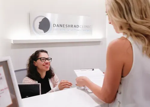 Patient checking in at Daneshrad Clinic