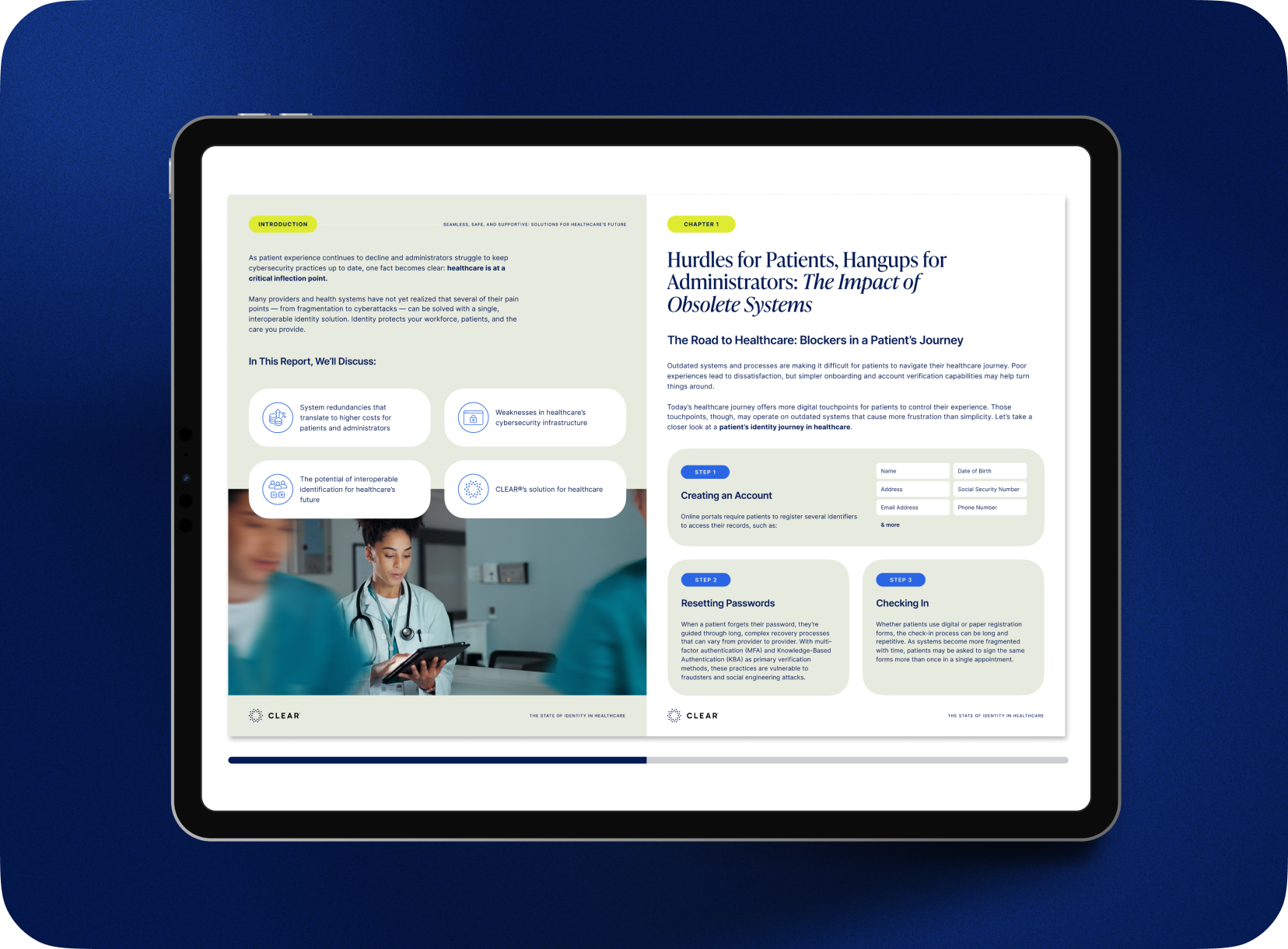 Person looking at CLEAR Multi-Layered Identity Screen