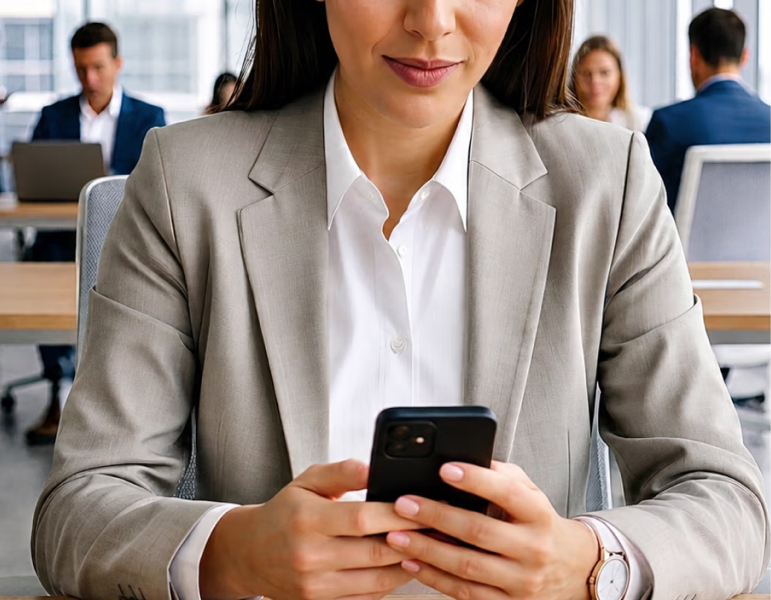 Person looking at CLEAR Multi-Layered Identity Screen