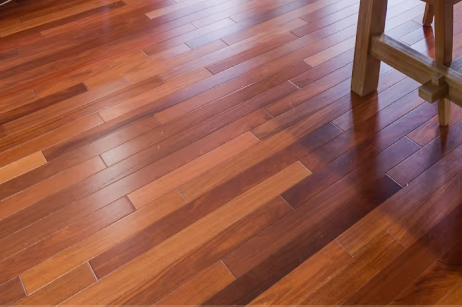 Warm-toned hardwood floor with visible natural wood grain
