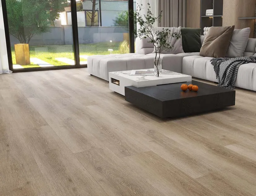 Goodfellow Woodscape Canopy luxury vinyl plank flooring in a modern living room
