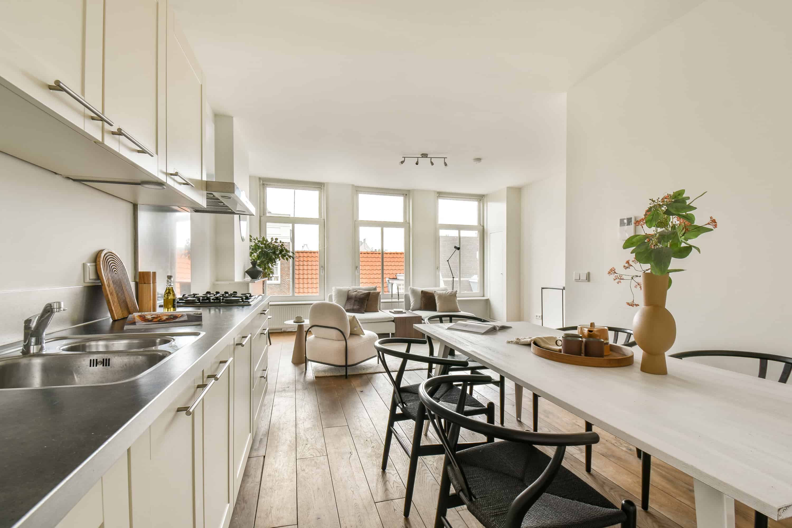 Cuisine Salon Intérieur Maison Appartement Airbnb Paris Photographie - Arkenyte Studio