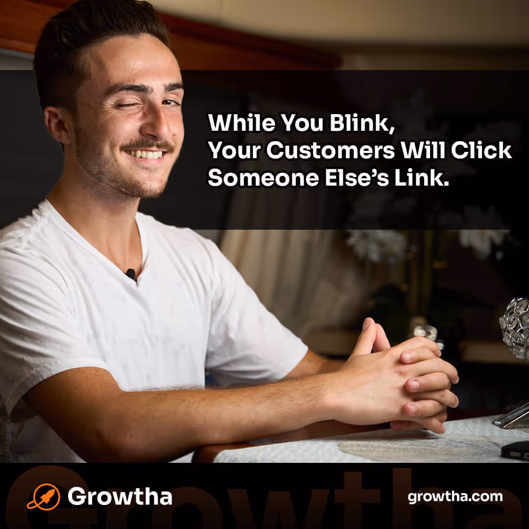 Winking caption: “While you blink, customers click someone else’s link.”