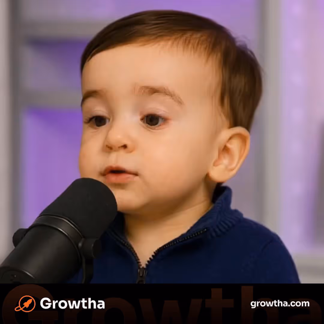 Toddler speaking into a microphone — funny SEO/marketing post.