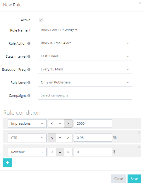 Block Low CTR Widgets