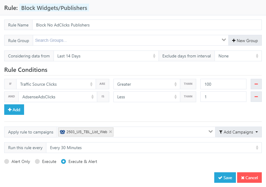 block taboola site rule theoptimizer