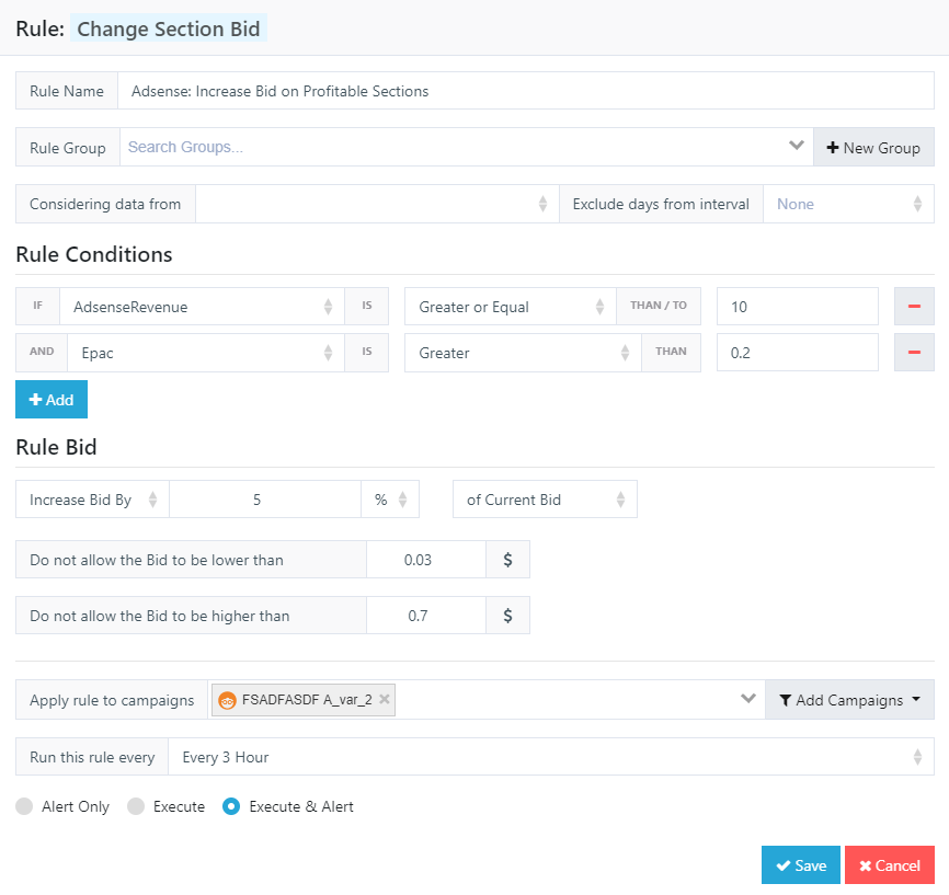 change outbrain section bid rule theoptimizer