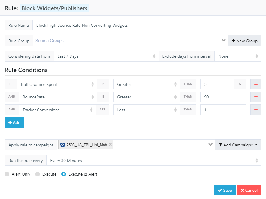 block taboola site rule theoptimizer