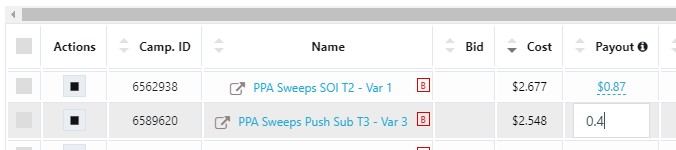 offer payout value theoptimizer
