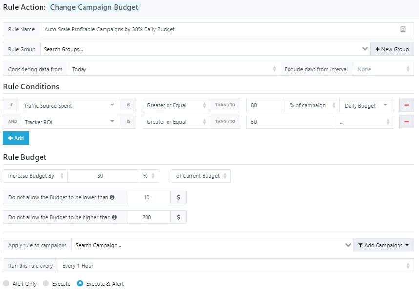 theoptimizer campaign budget rule