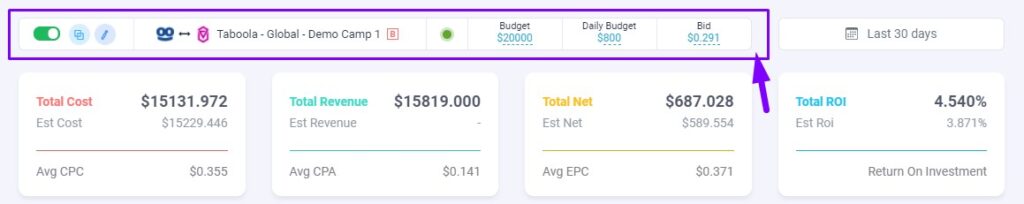 theoptimizer native campaign main settings