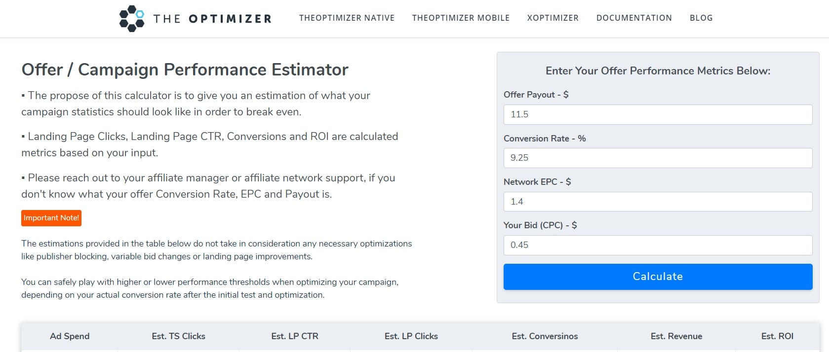 offer performance calculator|campaign launch information|similar web offer page stats|campaign performance calculator theoptimizer|campaign performance calculator