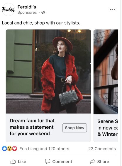 Example of a carousel ad on Facebook