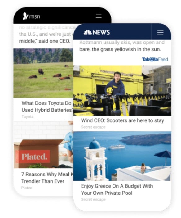 Example of native ads on Taboola