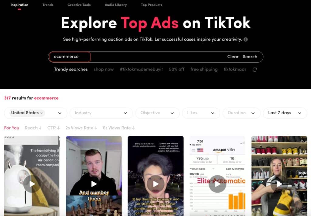Examples of top ads on TikTok 2023