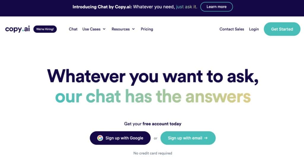 Copy.ai is an AI software that generates TikTok captions based on your video ad