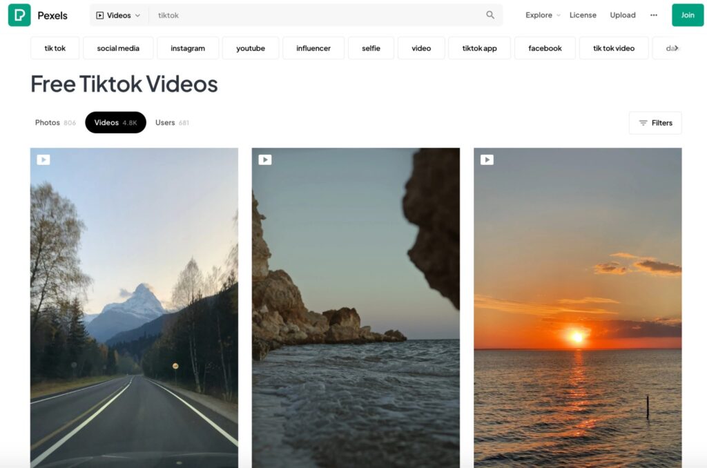 Examples of TikTok stock videos