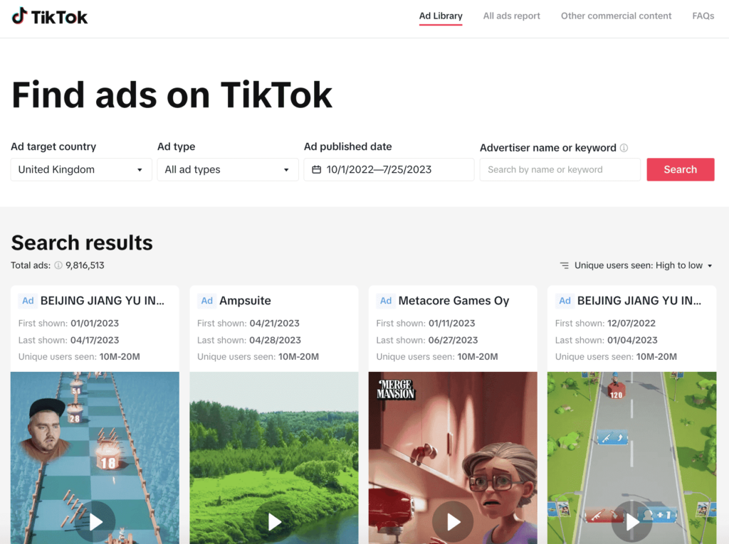 TikTok's Commercial Content Library 