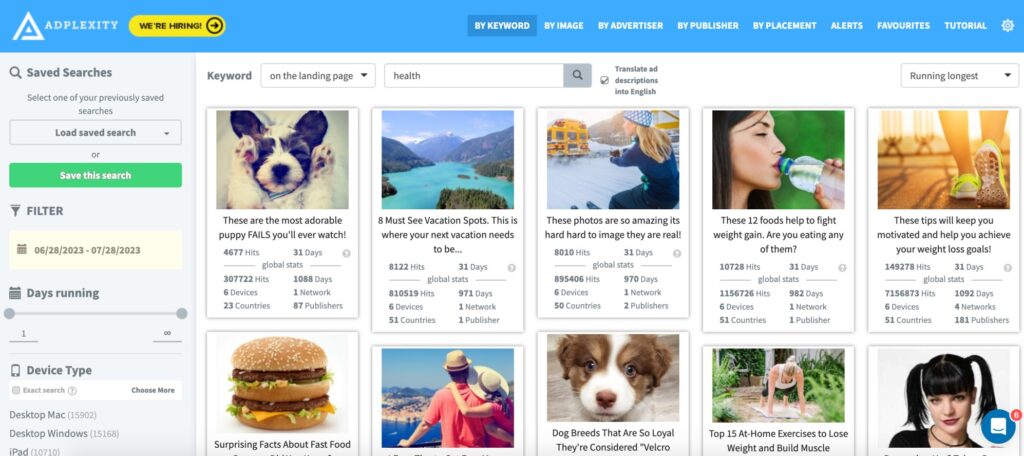 affiliate marketing tool for spying on competitors adplexity