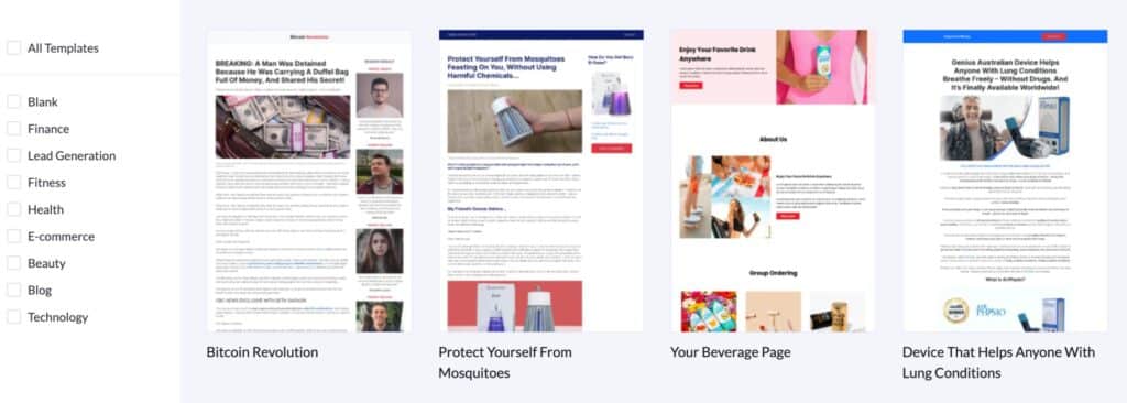 affiliate marketing tool landerlab landing page templates