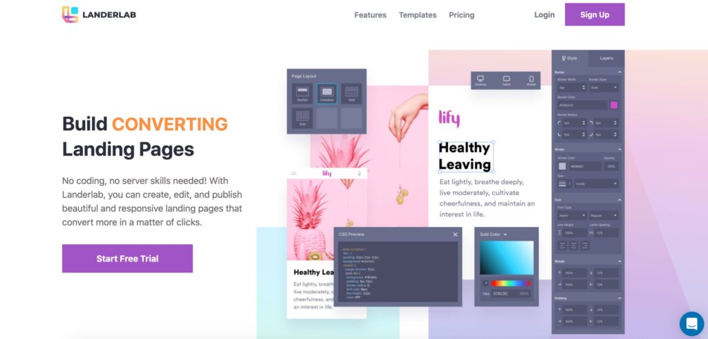 Landing page builder