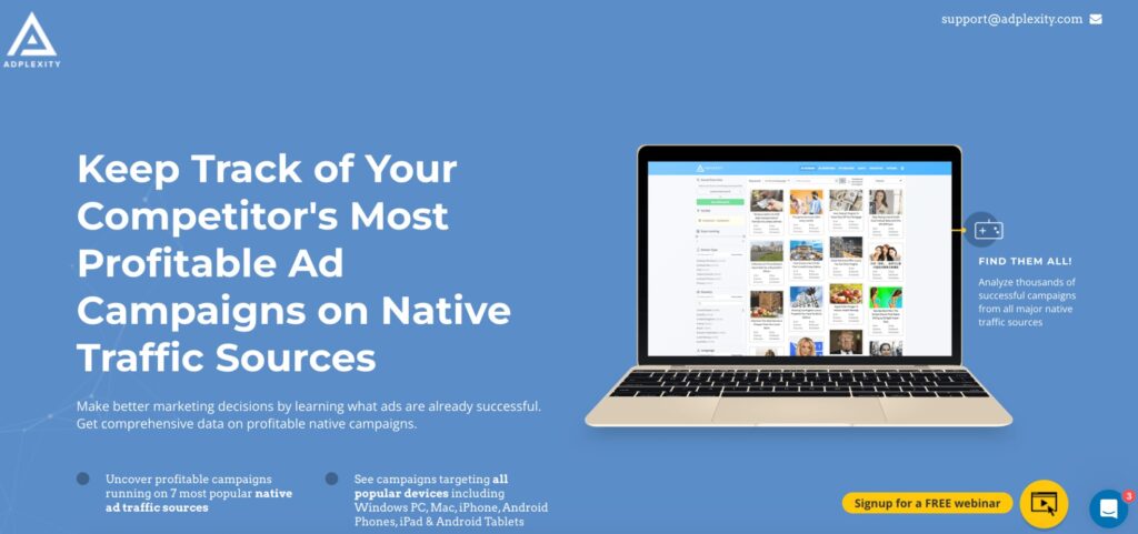 Affiliate marketing tool Adplexity spy tool native advertising