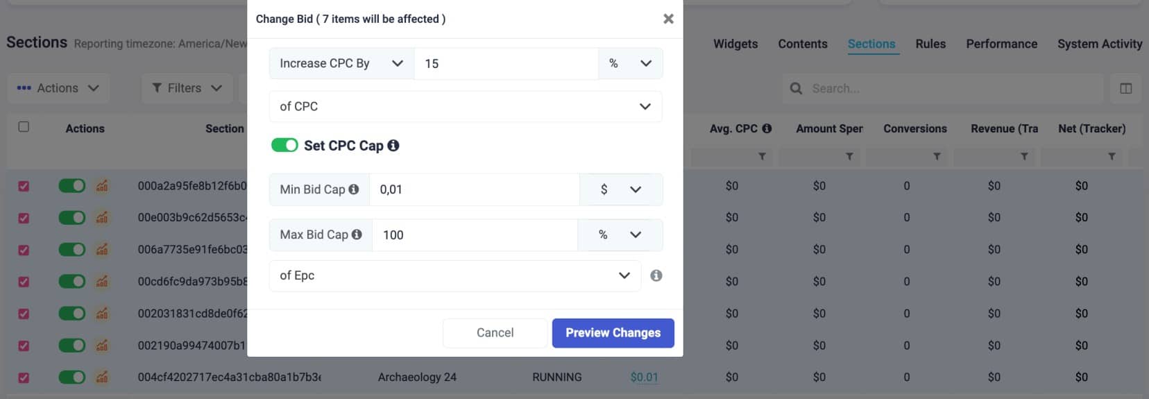 Automate Bulk Section Bid Adjustments for Outbrain