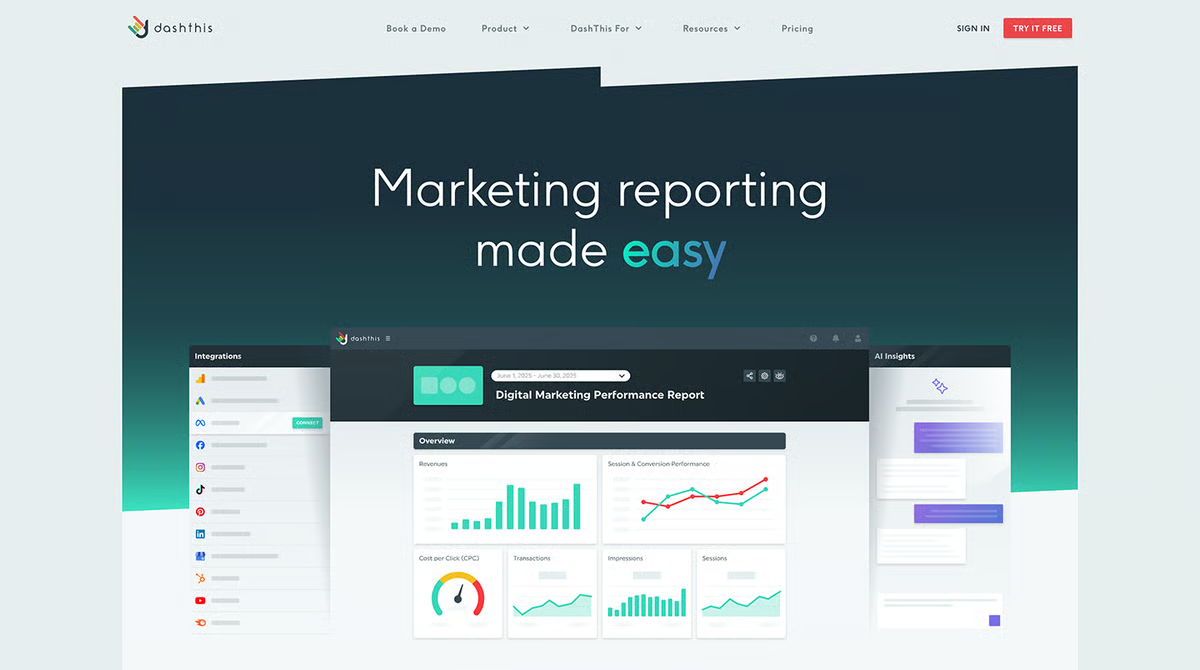 DashThis reporting platform overview - a simple Facebook ads reporting tool for agencies