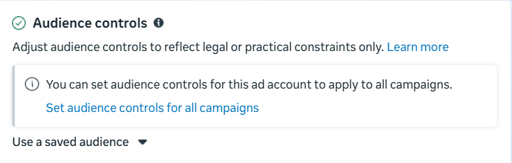 Facebook dark post ad set configuration showing audience targeting in Ads Manager