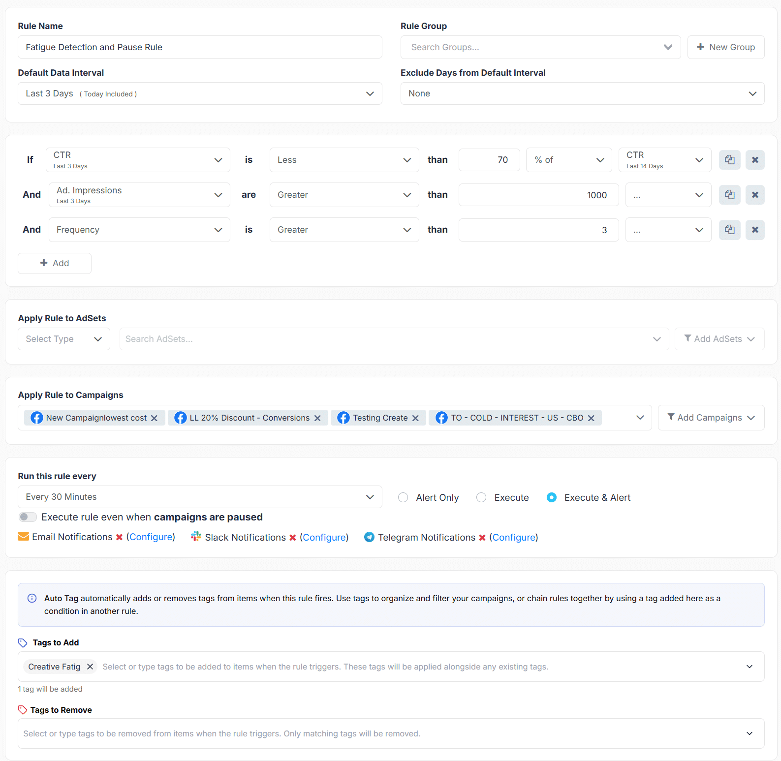 Meta Ads Fatigue Detection Rule