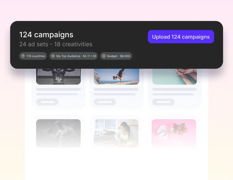 TheOptimizer Campaign Creator interface showing bulk campaign creation workflow for Facebook ads