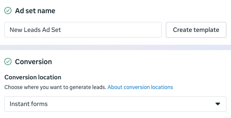 Facebook ad structure - ad set level settings in Meta Ads Manager