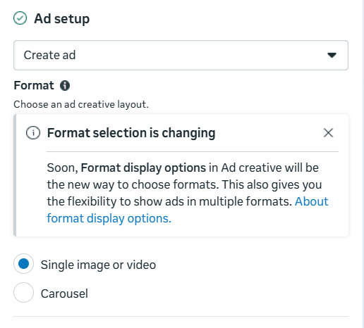 Facebook ad structure - ad level creative setup in Meta Ads Manager
