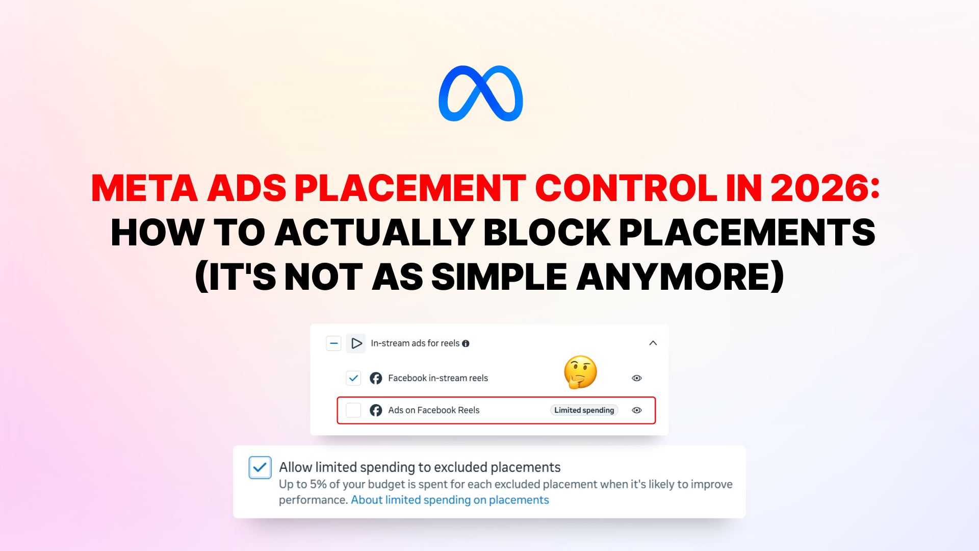 Configuración de control de ubicaciones de Meta Ads y gráfico de desglose del rendimiento por ubicación