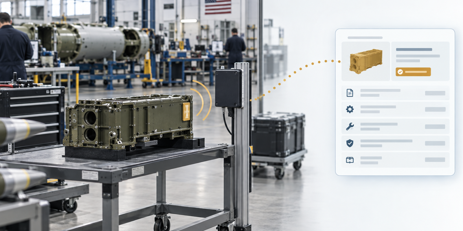 Defense production throughput improves when the physical handoff between material, WIP, inspection and enterprise systems becomes observable without adding another manual transaction.