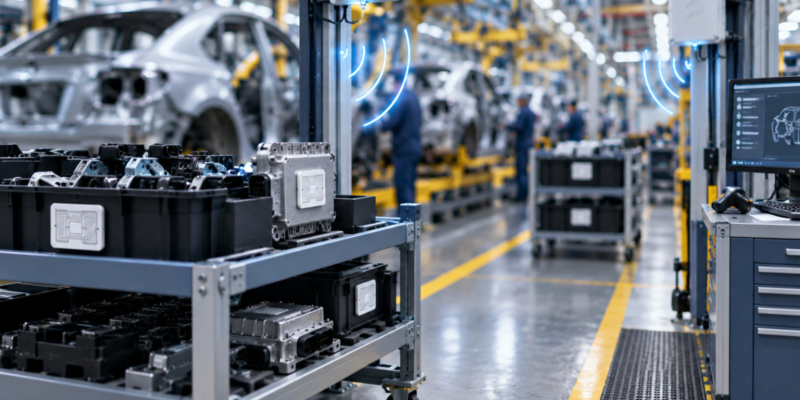 Fixed RFID captured selected material transitions automatically while handheld readers supported inventory checks and exception searches.