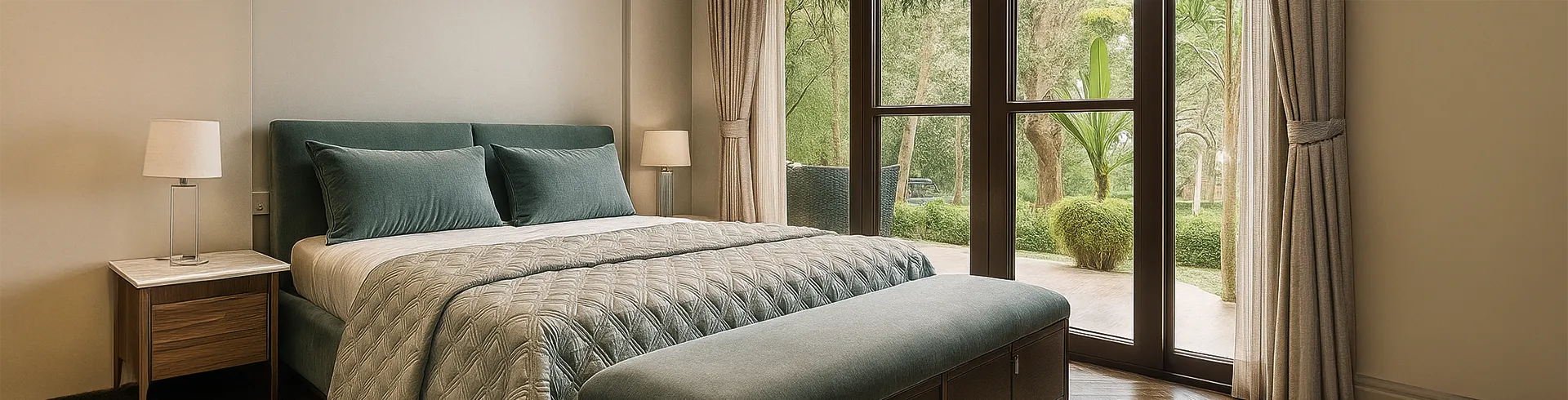 JRC Wildwoods bedroom interior – spacious 3 BHK bedroom with natural light and high-design finishes, Sarjapur Road
