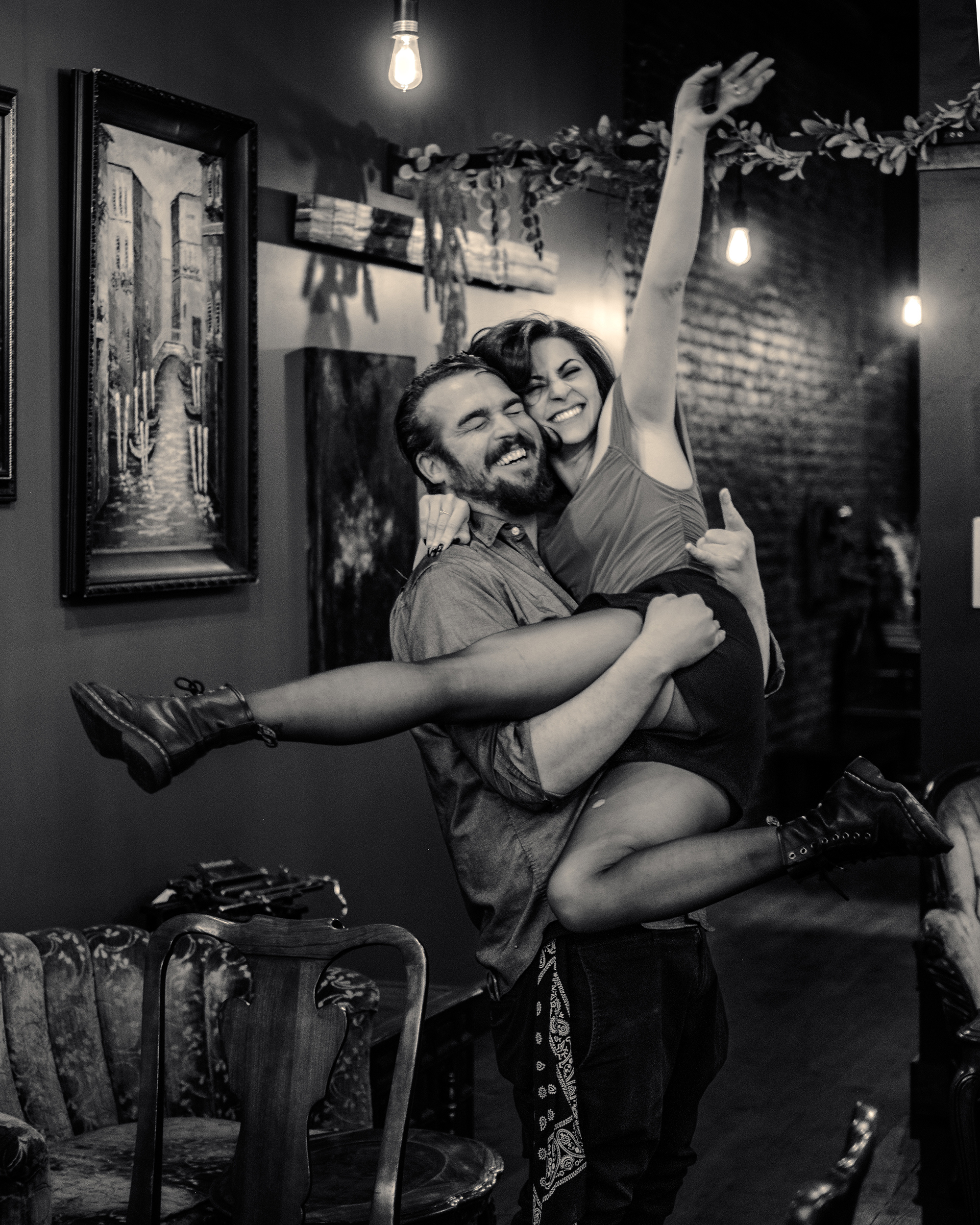 Beck Sullivan and Austin Parsons celebrating and laughing