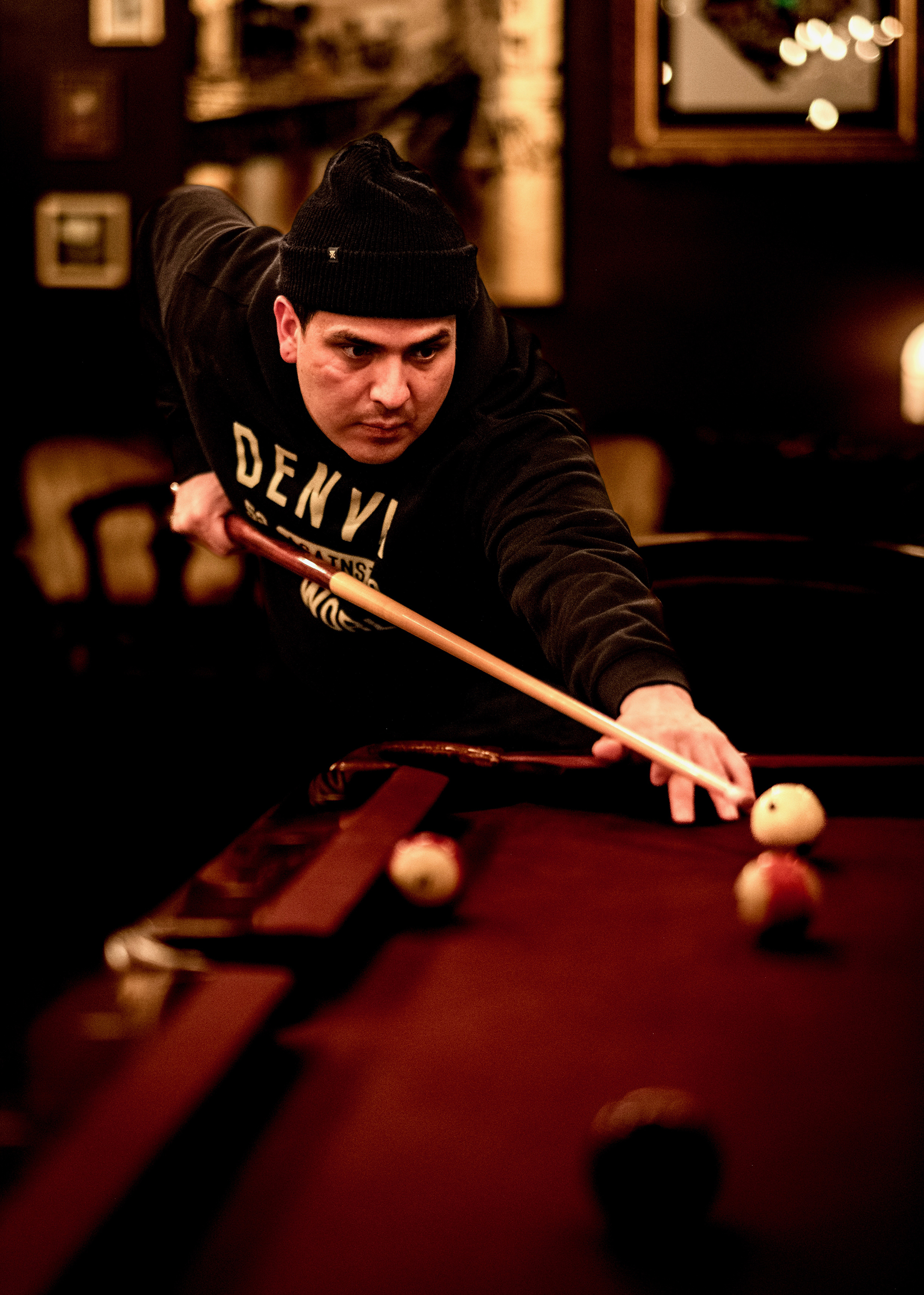 Allen playing pool