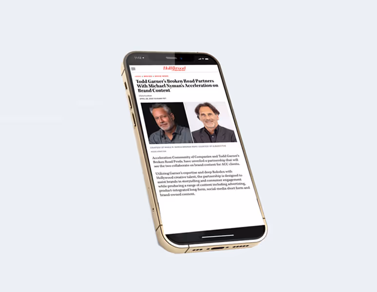Todd Garner’s Broken Road Partners With Nyman’s Acceleration on Brand Content