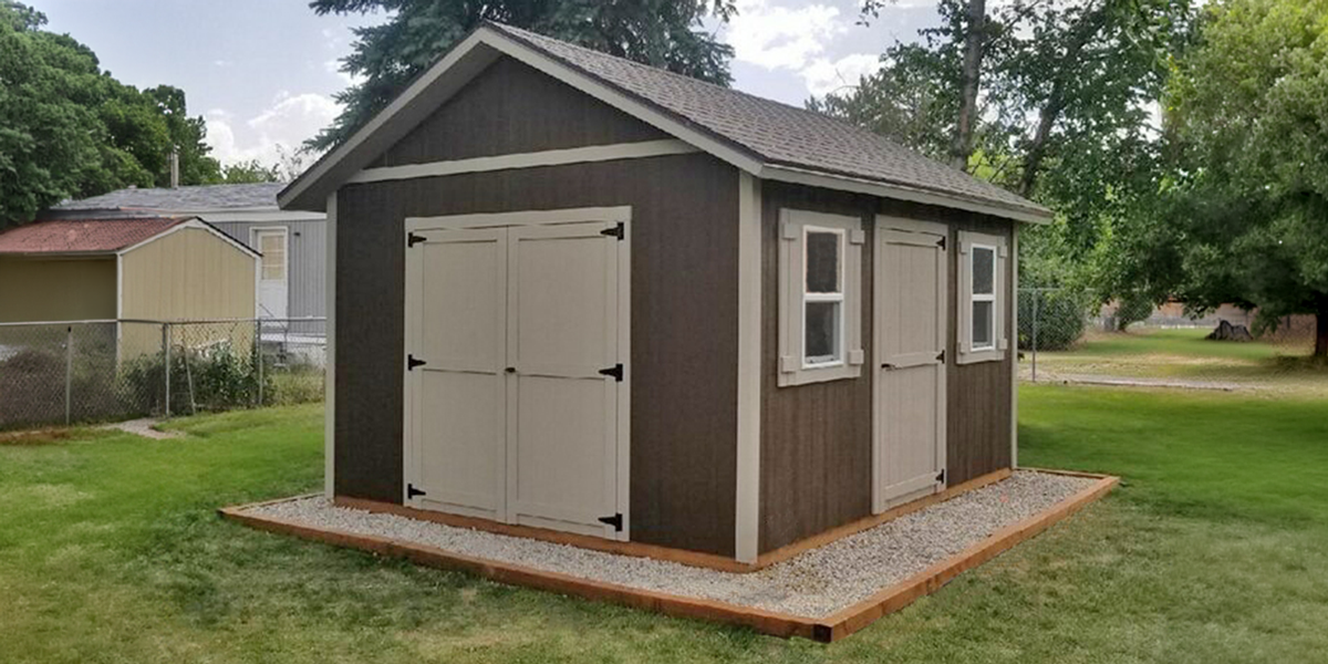 Storage shed installed on a prepared foundation in Utah
