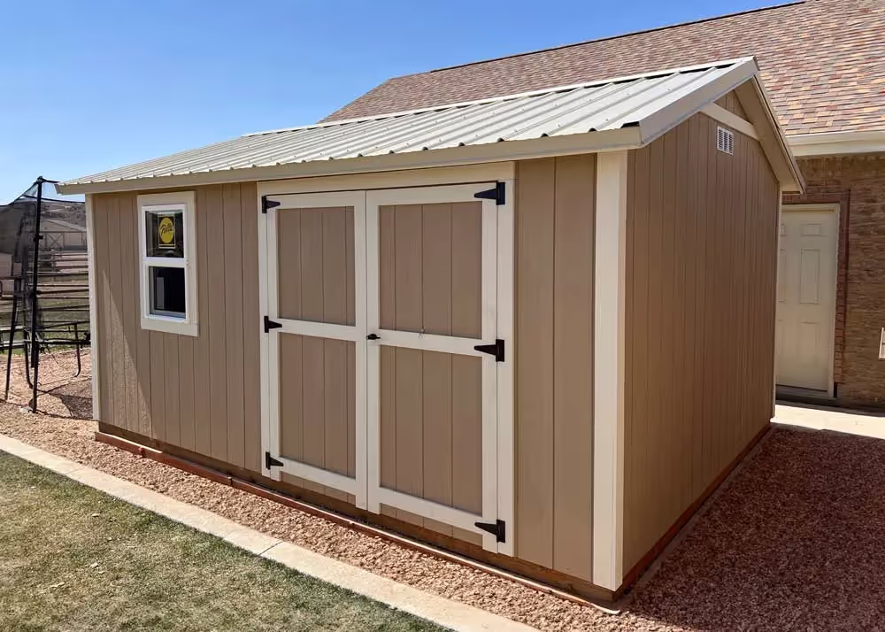 A 12 foot by 16 foot standard apex storage shed with 6 inch overhang and more