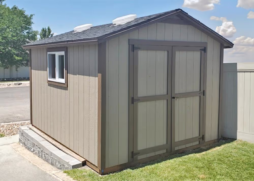 A 10 by 12 standard apex shed with 6 inch overhang