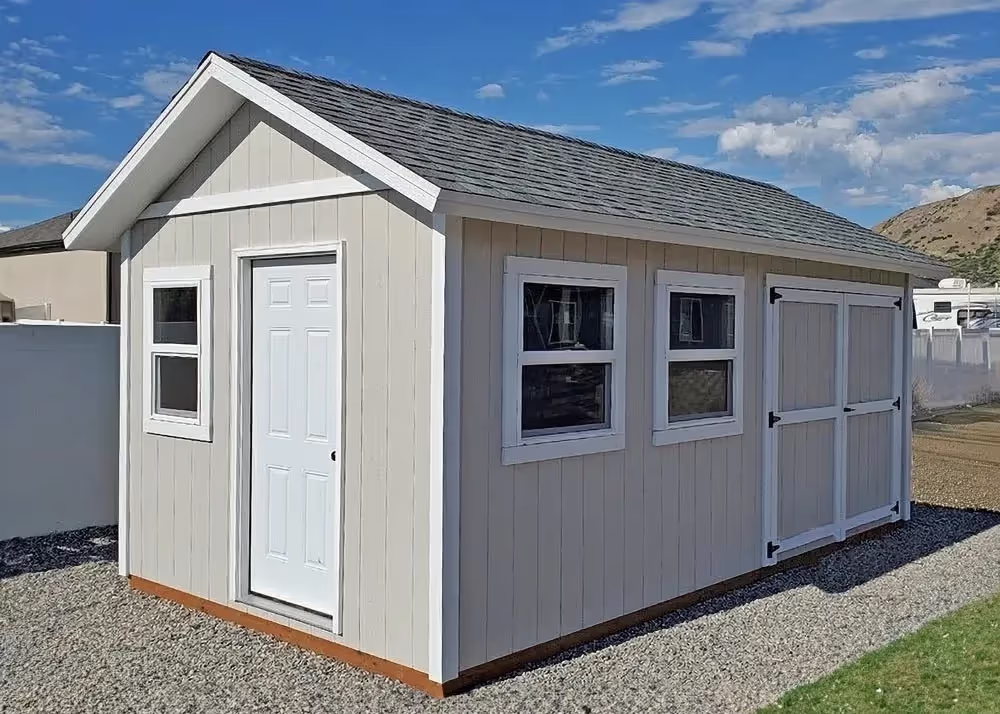 A 10' x 20' Tall Apex Shed with a man door, windows and more