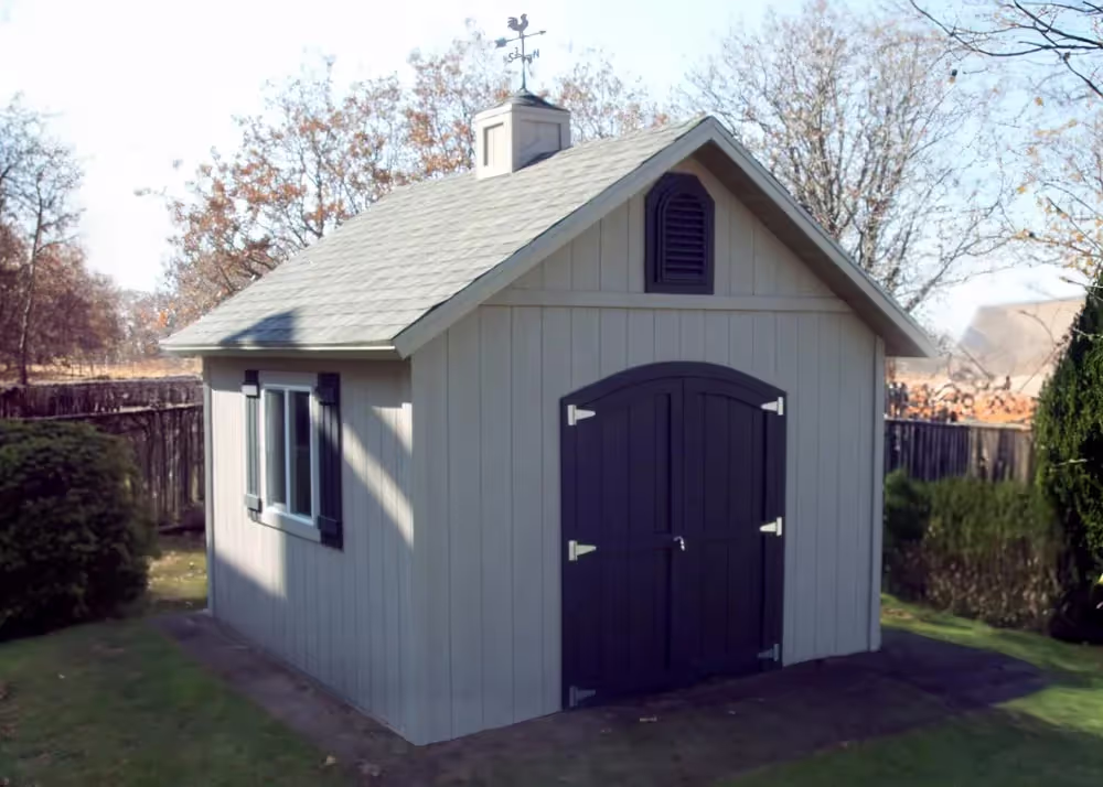 A custom 12 foot by 14 foot Tall Apex shed with a custom roof pitch, a cupola and more...